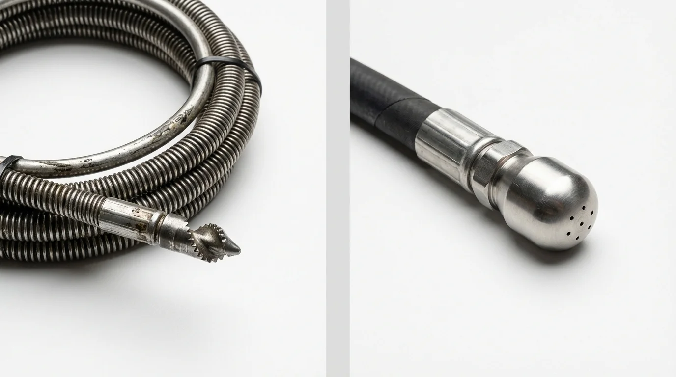 Drain snake cable and hydro jetting nozzle used for drain cleaning in Warrenville, SC
