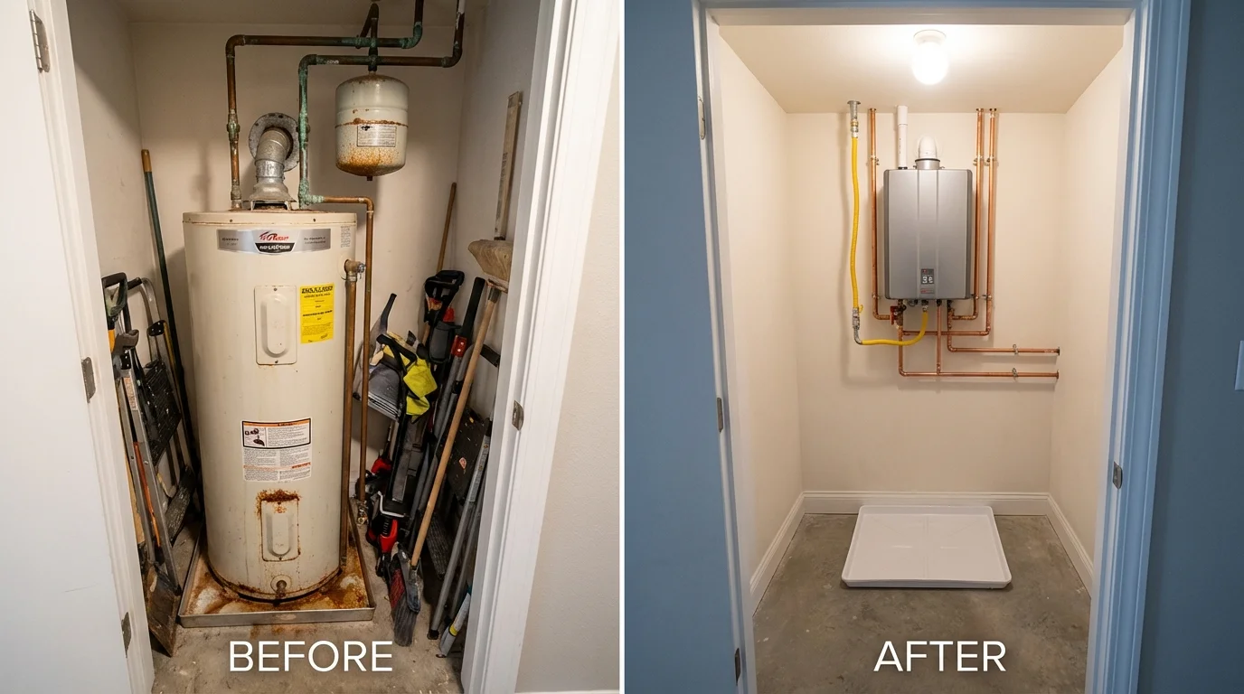 Tank water heater versus wall-mounted tankless unit comparison for Warrenville, SC homeowners